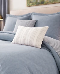 Laundry Chambray with Reverse Stripe 5-Piece Comforter Set, Full/Queen