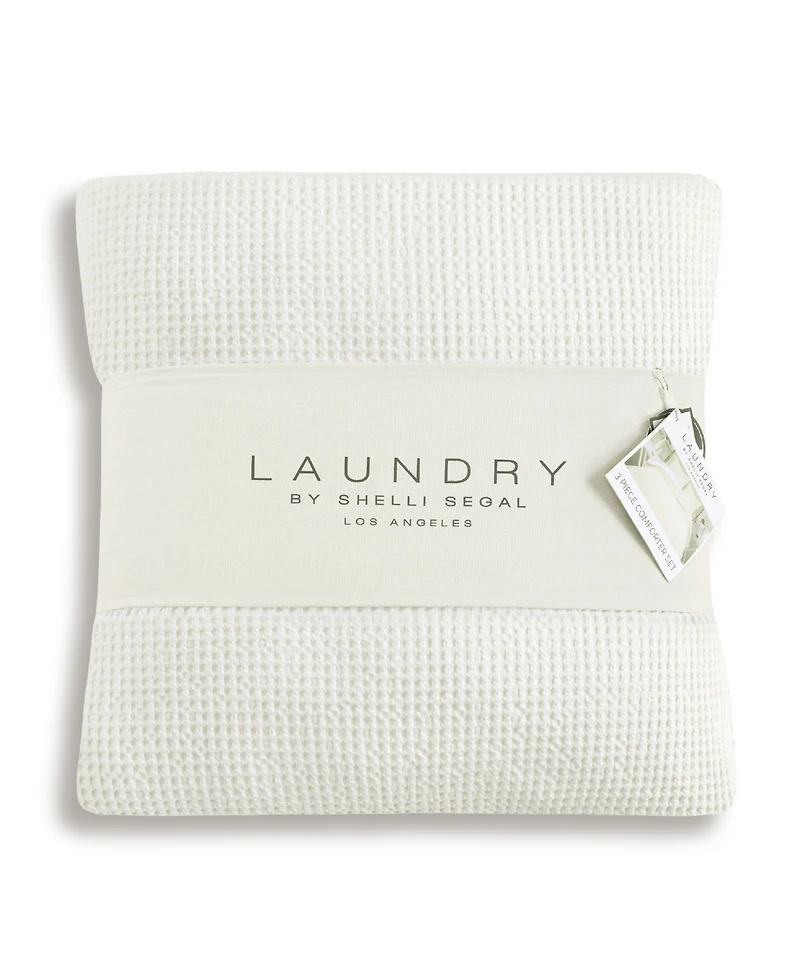 Laundry Stone Washed Cotton Waffle 3-Piece Comforter Set