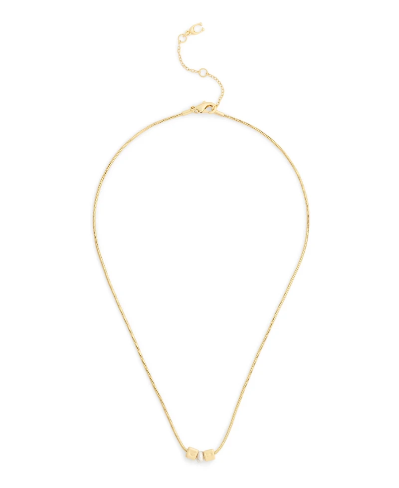 Coach Faux Imitation Pearl Signature C Cube Necklace