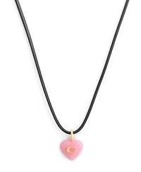 Coach Black Signature C Resin Heart Pendant Necklace