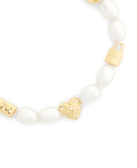 Coach Faux Imitation Pearl Iconic Signature Charm Strand Bracelet