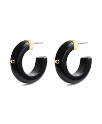 Coach Black Signature C Resin Hoop Earrings