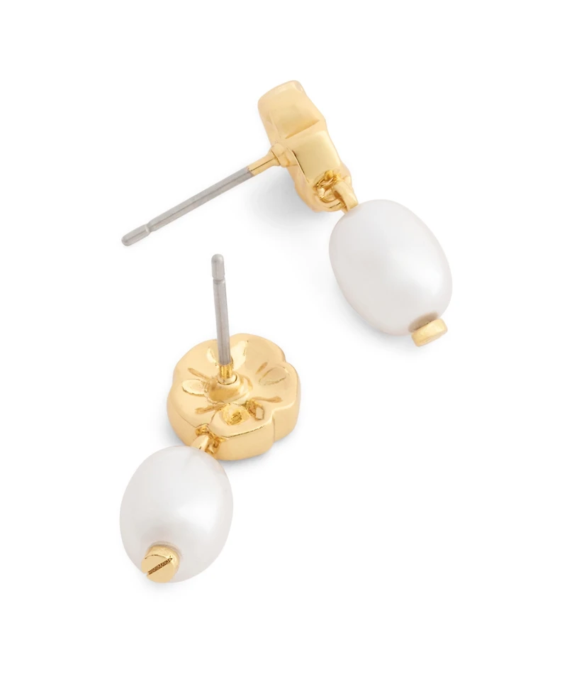 Coach Faux Imitation Pearl Iconic Tearose Drop Earrings