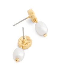 Coach Faux Imitation Pearl Iconic Tearose Drop Earrings