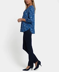 Nydj Women's Pintuck Split Neck Top