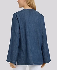 Nydj Women's Denim Tunic Top with Embellished Pockets