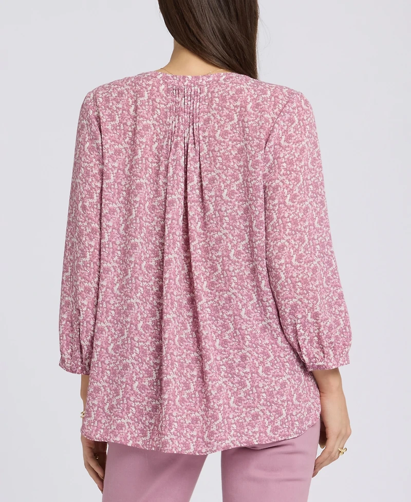 Nydj Women's Pintuck Split Neck Top