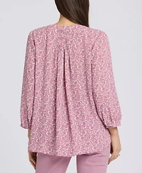 Nydj Women's Pintuck Split Neck Top