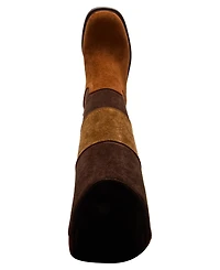 Madden Girl Women's Charity Platform Patch Tall Block Heel Boots