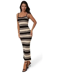 Bebe Women's Stripe Crochet Keyhole Maxi Dress