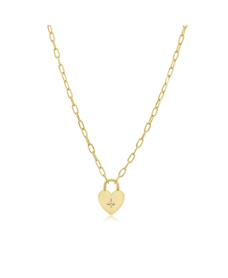 The Lovery Heart Locket Paperclip Necklace 14K Gold-Plated Sterling Silver
