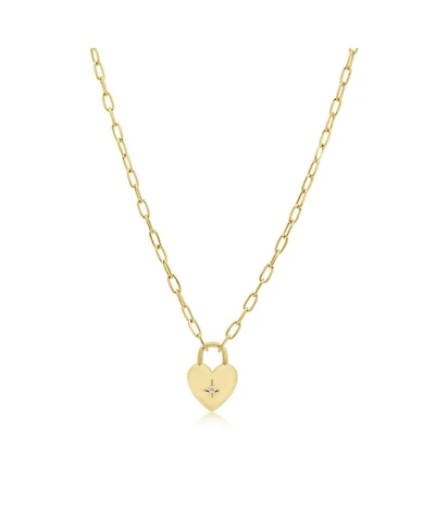 The Lovery Heart Locket Paperclip Necklace 14K Gold-Plated Sterling Silver