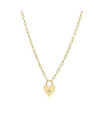 The Lovery Heart Locket Paperclip Necklace 14K Gold-Plated Sterling Silver