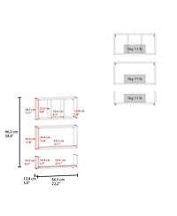 Fm Furniture Wall Mounted Floating Shelves, Set of 3 Rectangular Display Racks