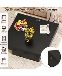 Gymax Led Coffee Table w/Adjustable Light Colors Speed and Brightness Remote Control
