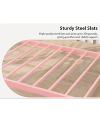 homfan Twin Metal Daybed Frame with Headboard, Platform Sofa Bed Steel Slats, 12.0 Underbed Storage, No Box Spring Needed