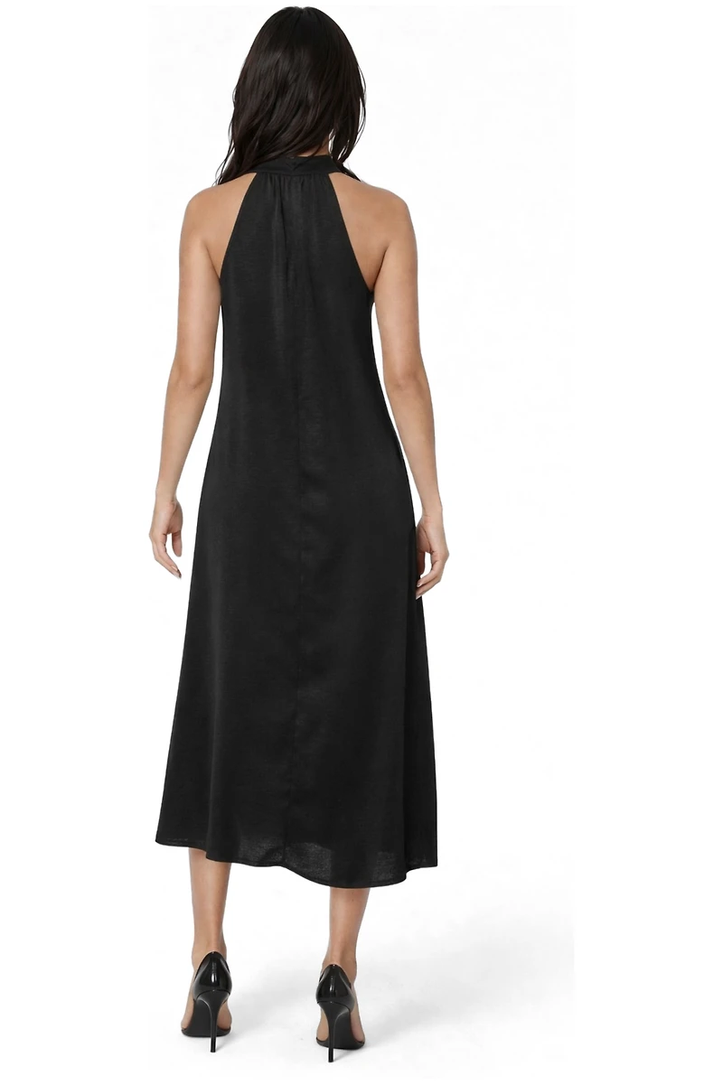 Bebe Women's Crushed Satin Mock Neck Maxi Dress