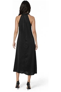 Bebe Women's Crushed Satin Mock Neck Maxi Dress