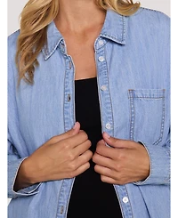 Motherhood Maternity Long Sleeve Button-Up Denim Shirt