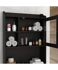 Phying Modern Espresso Wood Over The Toilet Space Saver Storage Cabinet Multifunctional Bathroom Home Organizer