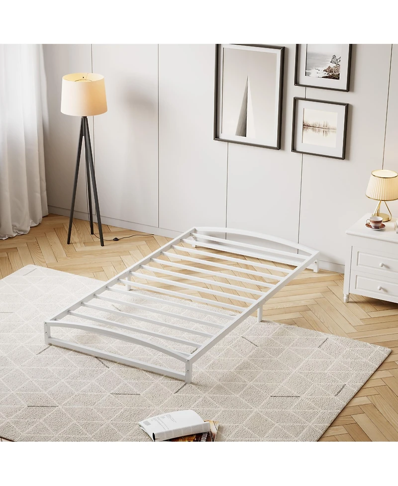 homfan Metal Platform Bed Frame with Arch Headboard and Footboard, Low Profile Bed with Steel Slats, No Box Spring Needed