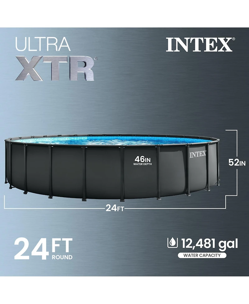 Intex Ultra Xtr 24ft x 52in Round Frame Above Ground Swimming Pool Set with Pump