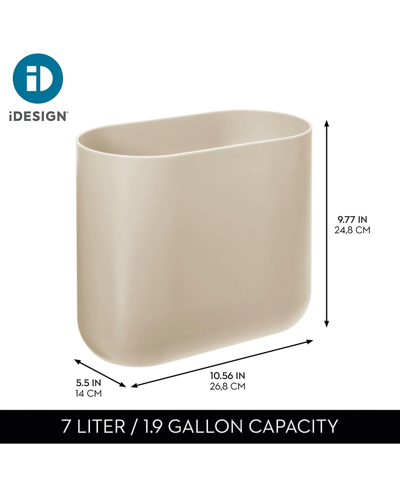 iDesign Small Plastic 1.9 Gallon Oval Bathroom Trash Can, 2-Pack