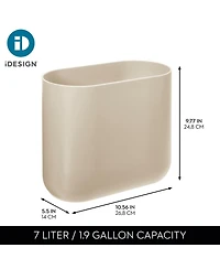 iDesign Small Plastic 1.9 Gallon Oval Bathroom Trash Can, 2-Pack