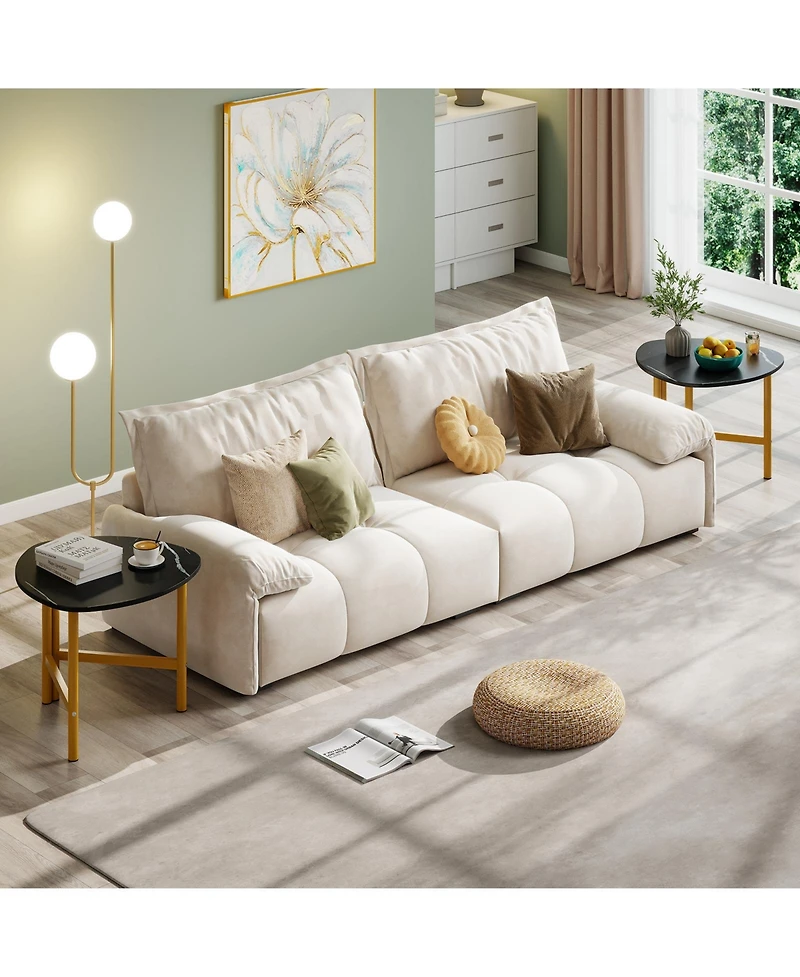 Gymax Triangle Coffee Table with Metal Legs Industrial Center Table for Living Room