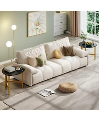 Gymax Triangle Coffee Table with Metal Legs Industrial Center Table for Living Room
