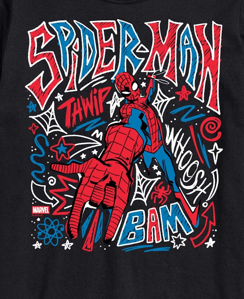 Airwaves Men's Spiderman Sketchy Doodles Short-Sleeve Graphic T-Shirts