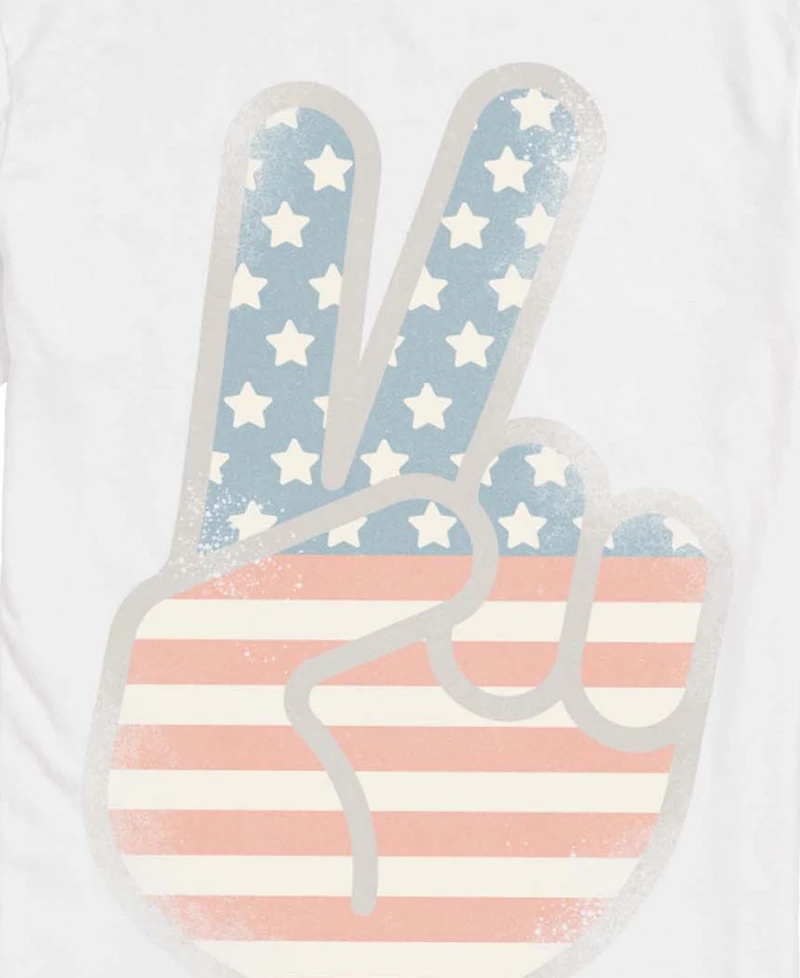 Airwaves Men's Flag Peace Sign Tonal Washed Short-Sleeve Graphic T-Shirt