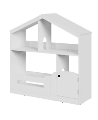 homfan 2-Tier Kids Bookshelf and Toy Storage with Motion Sensor Light, 36.6" Wide Wooden Bookcase for Nursery, Playroom Bedroom