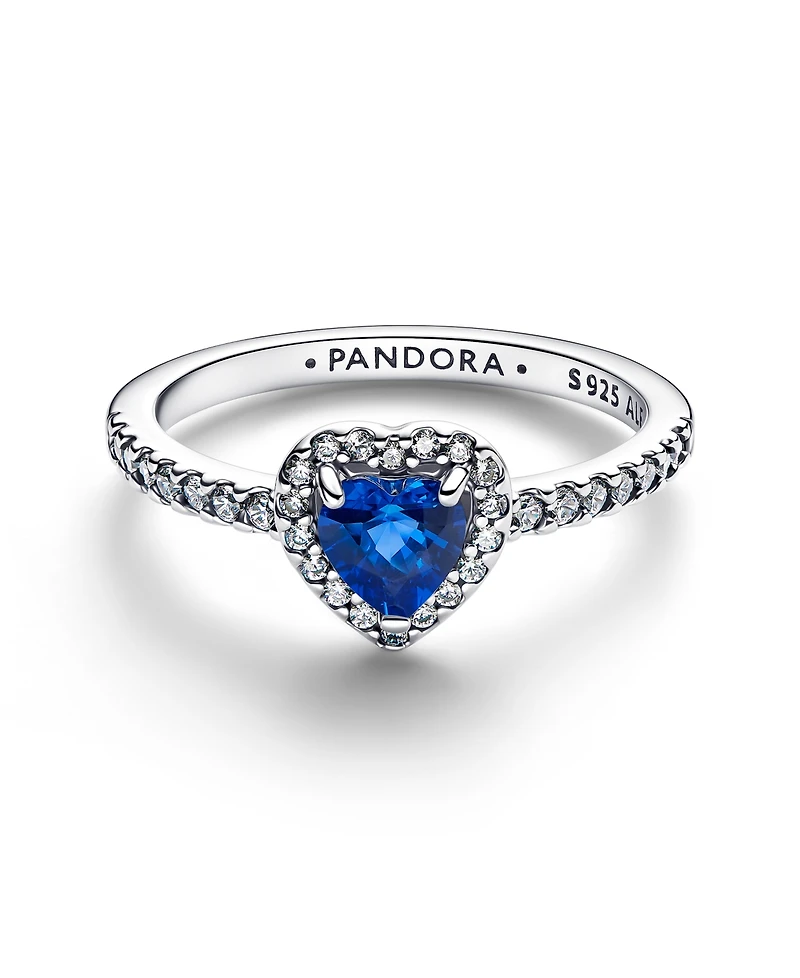 Pandora Elevated Princess Blue Heart Ring