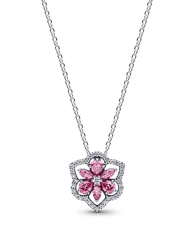 Pandora Herbarium Sparkling Pink Flower Pendant Necklace