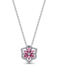 Pandora Herbarium Sparkling Pink Flower Pendant Necklace