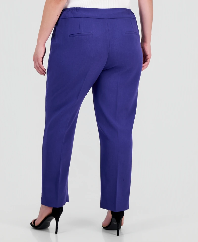 Kasper Plus Mid-Rise Straight-Leg Pants