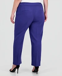Kasper Plus Mid-Rise Straight-Leg Pants
