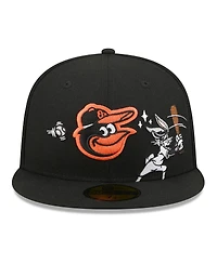 New Era Men's Black Baltimore Orioles Looney Tunes Bugs Bunny 59FIFTY Fitted Hat