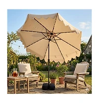 Slickblue Patio Umbrella with Solar Lights and Heavy Duty Weighted Base for Outdoor