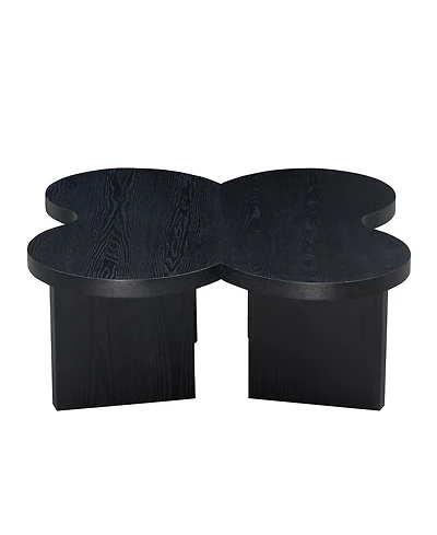 Rainsken Modern Butterfly Coffee Table, Wooden Center Table, Accent Side Tea Table for Living Room, Home Office