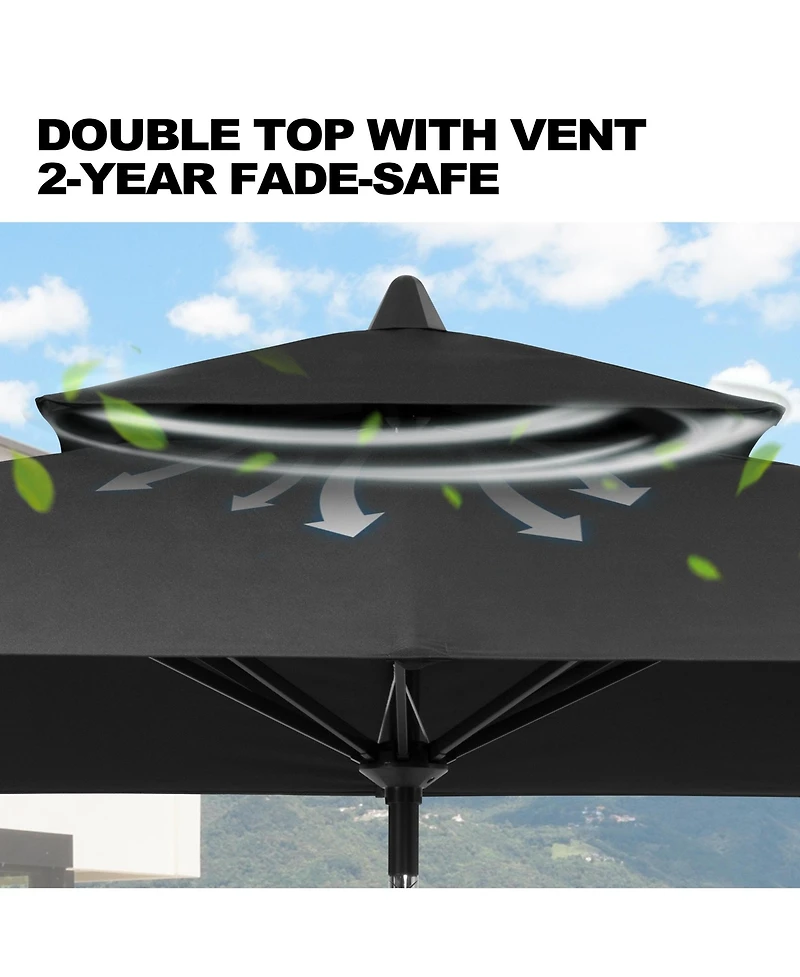 Pellebant Outdoor Patio 10 x 6.5 Ft Market Umbrella with Double Top
