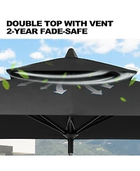 Pellebant Outdoor Patio 10 x 6.5 Ft Market Umbrella with Double Top