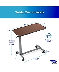 Invacare Adjustable & Tilting Table Bed - Height Adjustable Bedside Table w/ Wheels & L-Shaped Base