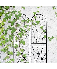 Clihome Metal Garden Trellis Rustproof Trellis for Climbing Plants Outdoor Flower Support Dragonfly Deco