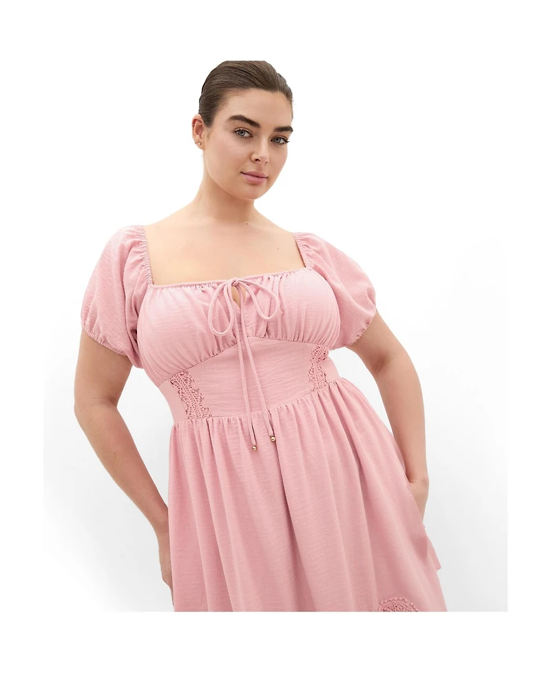 City Chic Women's Haven Embroidery Trim Maxi Dress