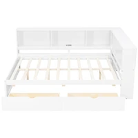 Streamdale Furniture Wood Daybed with Storage Shelves, Usb, Led, and 2 Drawers