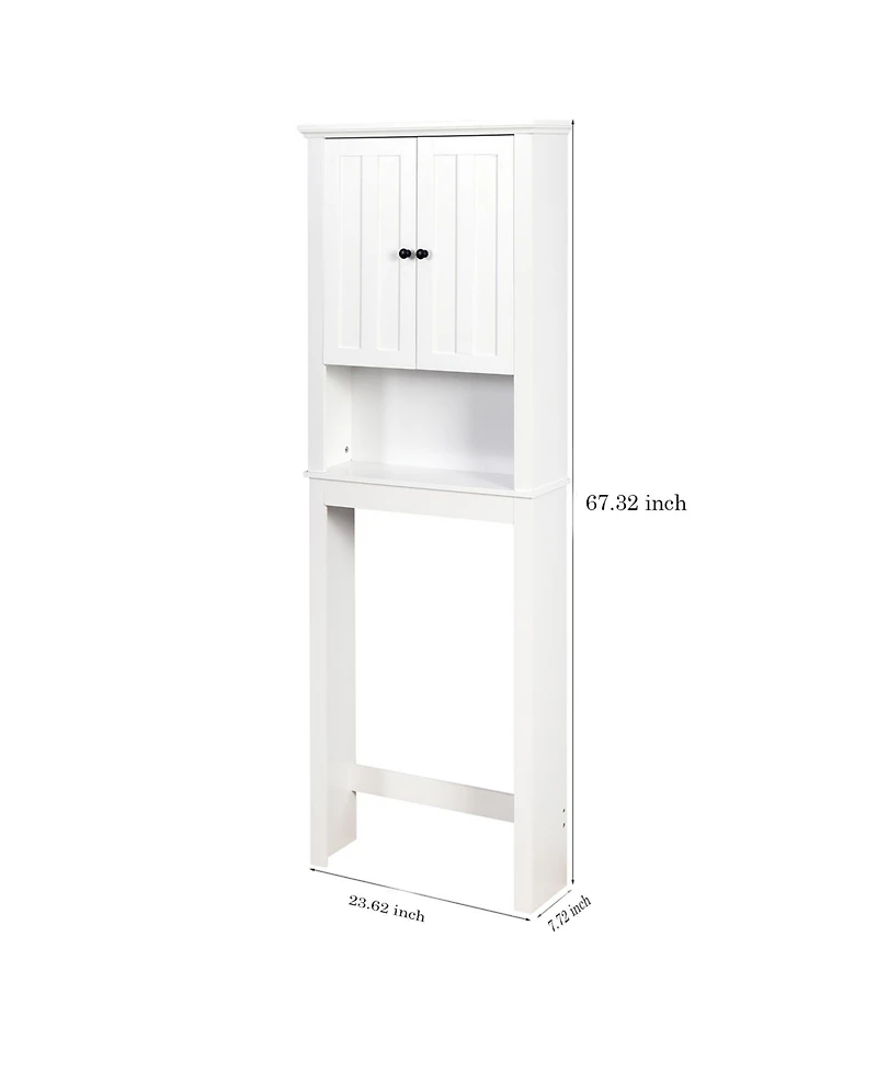 Airsurfer Bathroom Wooden Storage Cabinet Over The Toilet Space Saver with Adjustable Shelf Freestanding Organizer