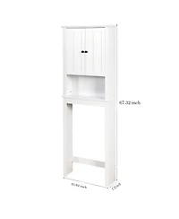 Airsurfer Bathroom Wooden Storage Cabinet Over The Toilet Space Saver with Adjustable Shelf Freestanding Organizer