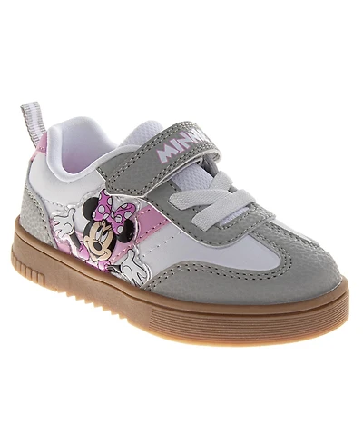 Disney Big Girls Minnie Mouse Court Sneakers Polka Dot Athletic Running Hook and Loop Comfort Fit